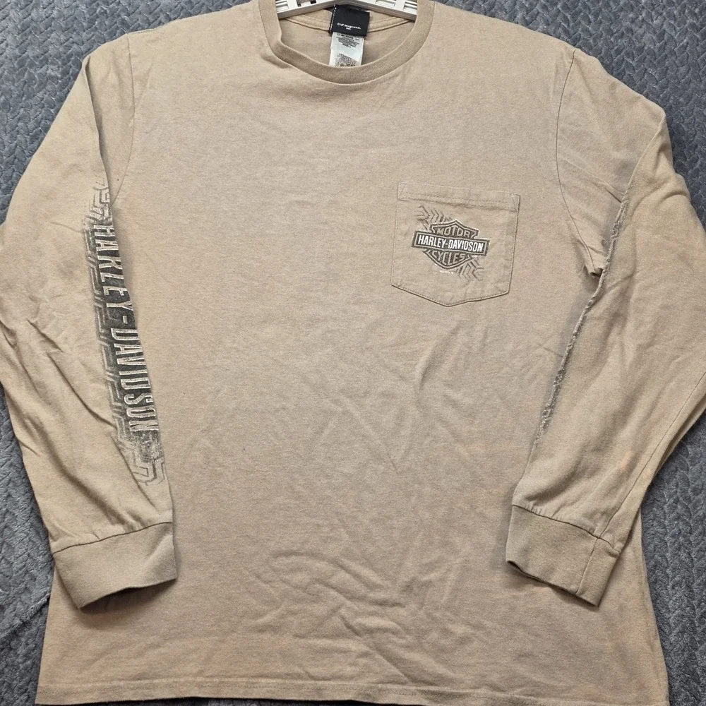 Harley Davidson Minnesota Long Sleeve T-Shirt Men Large Brown Moto Biker Graphic - Picture 2 of 15